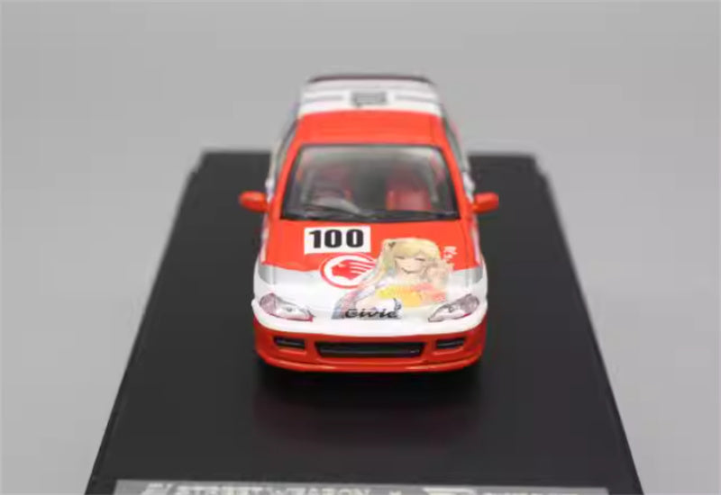 SW Honda Civic EG6 V2 White Wheel Limited Edition 499PCS ONLY 1:64 Car Pre-built Model view7