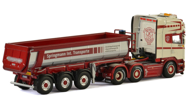 WSI  SCANIA STREAMLINE TOPLINE 6x2 TWIN STEER HALF PIPE TIPPER TRAILER - 3 AXLE Springmann 1:50 Truck Pre-built Model