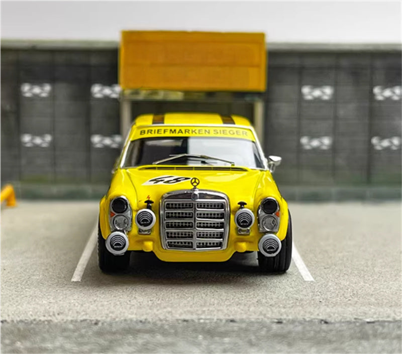 Liberty 64 Mercedes Benz 300SEL AMG W109 Yellow Pig 48# Limited Edition 999PCS ONLY 1:64 Car Pre-built Airliner Model Display view7