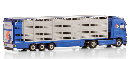WSI VOLVO FH4 GLOBETROTTER 4X2 LIVE STOCK TRAILER - 3 AXLE Groot Zevert 1:50 Truck Pre-built Model