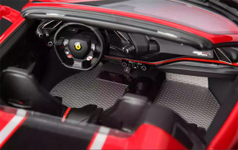 BBR MODELS Ferrari 488 Pista Spider Rosso Corsa 322 metal Standard Red Black Stripe Black Wheel Red Calipers Limited Edition 28PCS ONLY Leather base 1:18 Car Pre-built Model view10
