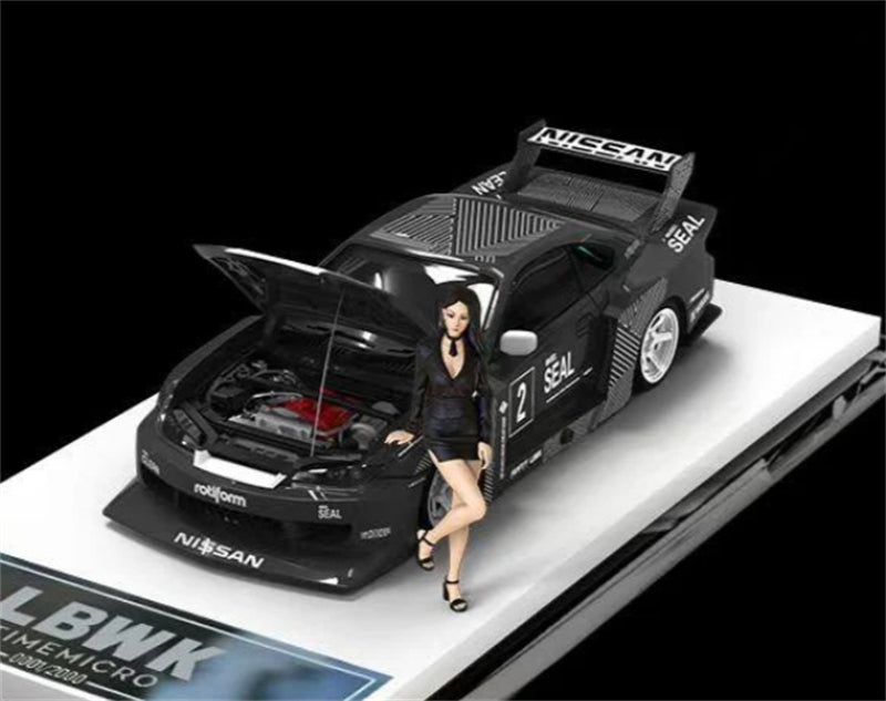 TimeMicro Nissan S15 SILVIA #2 LBWK Black w/ Doll Version Limited Edition 2000PCS ONLY 1:64 car Pre-built Model view1