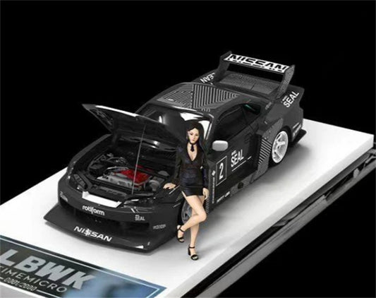 TimeMicro Nissan S15 SILVIA #2 LBWK Black w/ Doll Version Limited Edition 2000PCS ONLY 1:64 car Pre-built Model view1