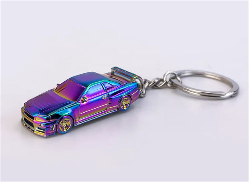 1:87 Nissan GTR34  Electroplating discoloration purple  SEEKER  DIECAST Keychain Model