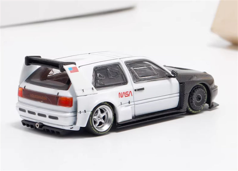 RHINO MODEL VW Golf Mk3 Concept Widebody Moon Rover white & Black 1:64 car Pre-built Model view5