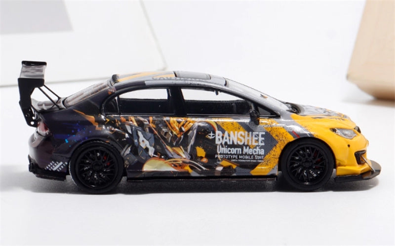 COOL.CAR Honda Civic FD2 explosive redesign mecha livery Yellow regular version Limited Edition 500PCS ONLY 1:64 Car Pre-built Model view3