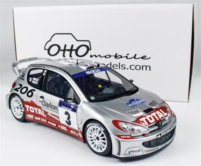 1:18 PEUGEOT 206 WRC PANIZZI TDC Rally 2002 silver gray  OTTO Limited Edition 2000PCS ONLY Resin Car Model