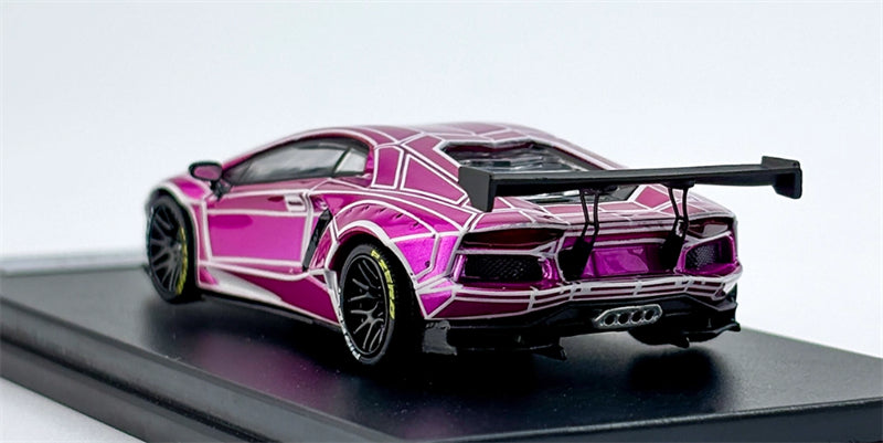 KING MODEL Lamborghini LP700 AVENTADOR Burst Pattern Luminous Edition Electroplating Pink 1:64 Car Pre-built Model view3