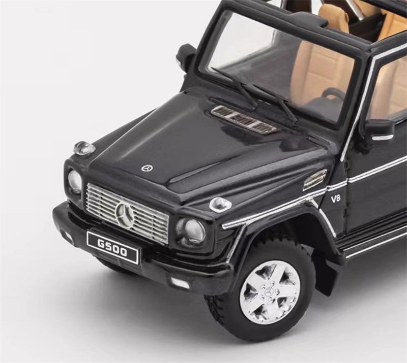GCD Mercedes benz G500 two-door short-wheelbase convertible off-road with roof comes with 4 tires black LHD 1:64 Car Pre-built Model view4