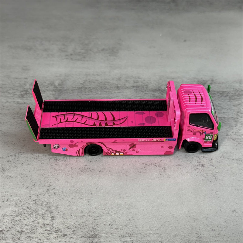 1:64 Hino H300 Dinosaur Painting Pink Mega Gear DIECAST Model