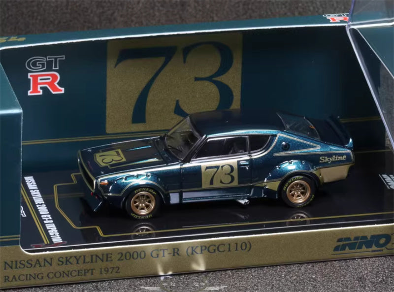 INNO64 Nissan Skyline 2000 GT-R (KPGC110) Green 1:64 car Pre-built Model view8