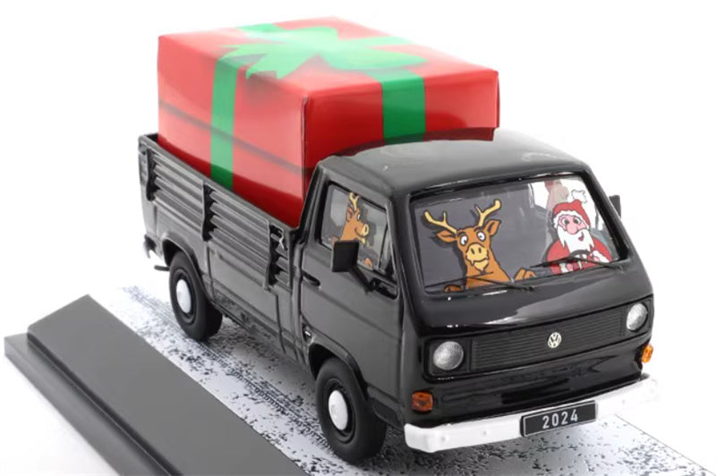 SCHUCO VOLKSWAGEN VW T3a Christmas Edition 2024 with 1:43 Car Pre-built Model view4