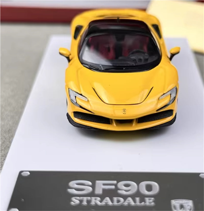 Lang feng Model Ferrari SF90 supercar Yellow hardtop 1:64 Car Pre-built Airliner Model Display view7