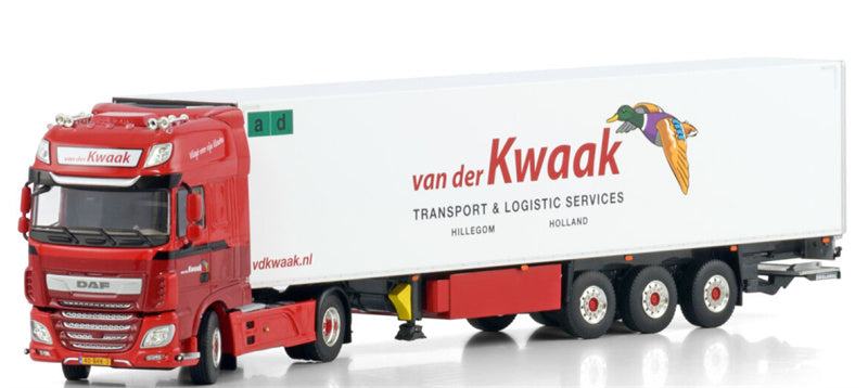WSI DAF XF SUPER SPACE CAB MY2017 4X2 REEFER TRAILER - 3 AXLE Van der Kwaak 1:50 Truck Pre-built Model
