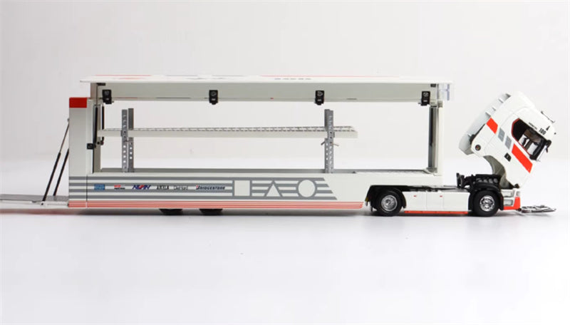 Max well Scania #S730 double-decker transport vehicle Red White Light 100 Coating 1:64 Truck Pre-built Airliner Model Display view5