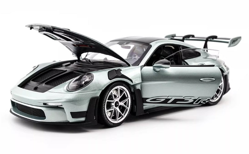 1:18 PORSCHE 911 (992) GT3 RS 2023 Silver Carbon Cover  MINICHAMPS  DIECAST Car Model