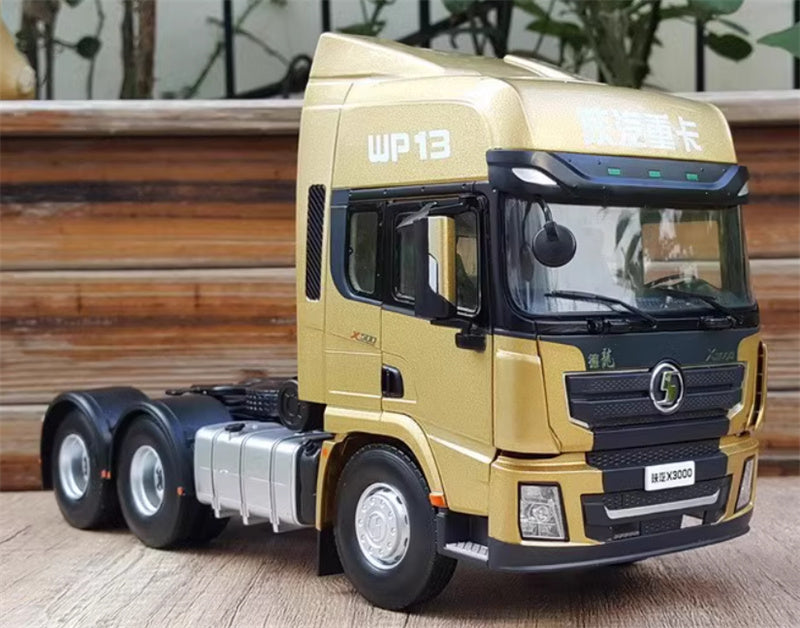 SHACMAN Delong X3000 WP13 Tractor trailer golden Spare Tire Edition 1:24 Truck Pre-built Model