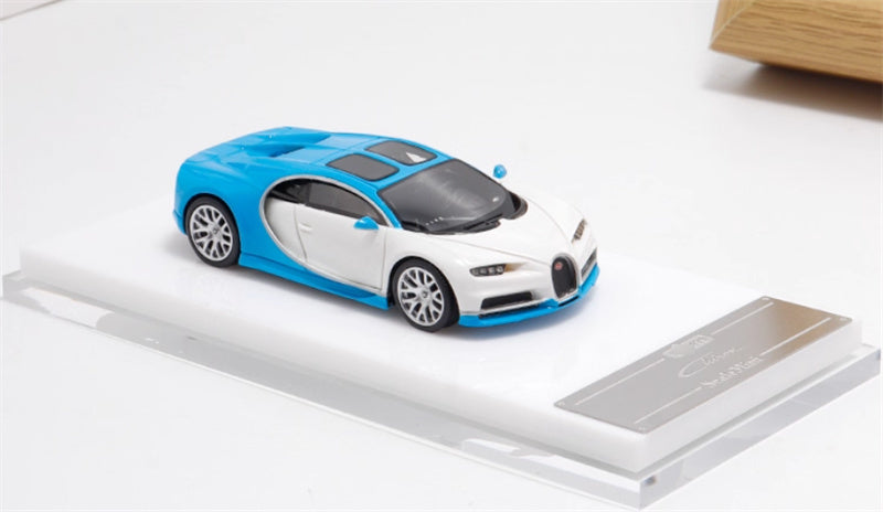 ScaleMini Bugatti Chiron Supercar blue-white Limited Edition 1:64 Car Pre-built Model view5