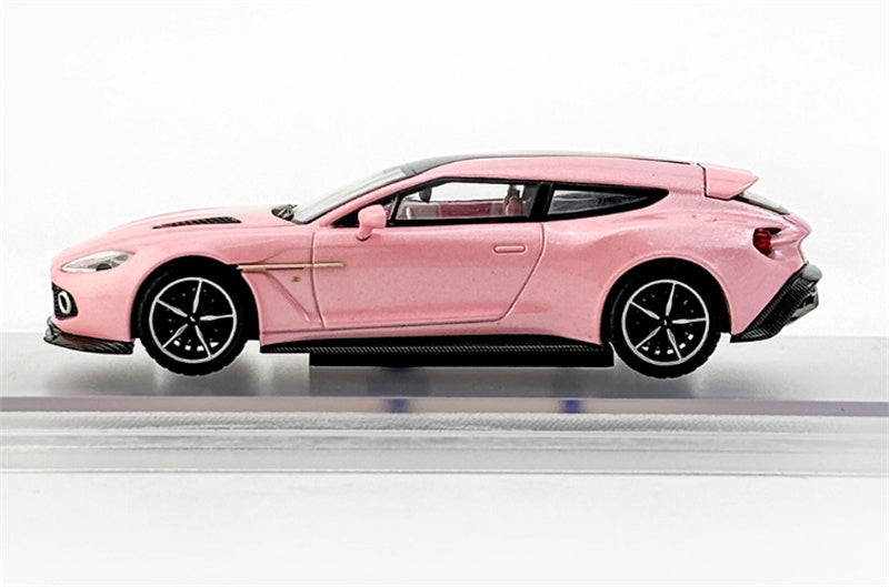 KING MODEL Aston Martin Vanquish Zagato Shooting Brake 2018 pink Limited Edition 999PCS ONLY 1:64 Car Pre-built Model view3