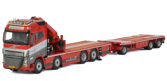 WSI  VOLVO FH5 GLOBETROTTER 8X2 TAG AXLE RIGED FLATBED + PALFINGER PK 65002 SH JIB HARDEMAN 1/50 DIECAST Truck