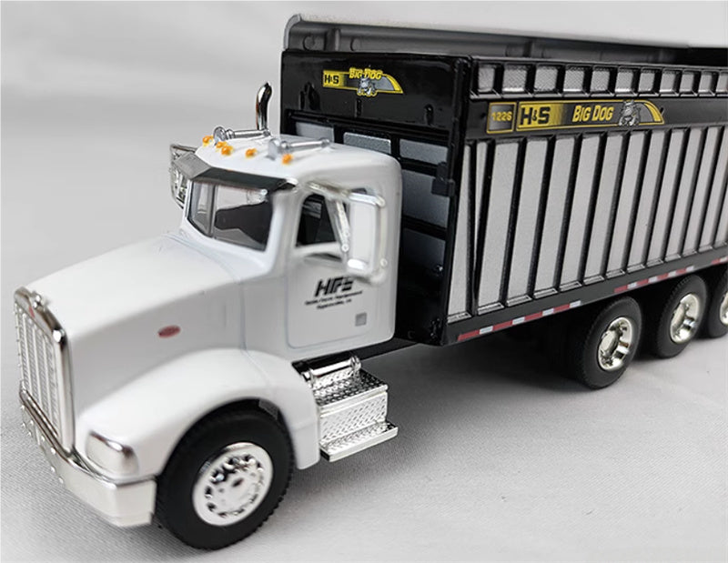 SpecCast Helle Farm Equipment H&S Big Dog age Box on White Peterbilt 385 1:64 Truck Pre-built Model