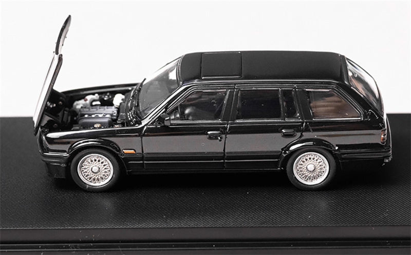 Mortal BMW E30 3 Series Touring regular version Openable Hood Pearl black - Silver Wheel Limited Edition 799PCS ONLY 1:64 Car Pre-built Model view6