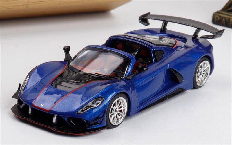 Rhino Model Hennessey Venom F5 Limited Edition 499PCS ONLY Blue w/ Figure 23# 1:64 Car Pre-built Model view1