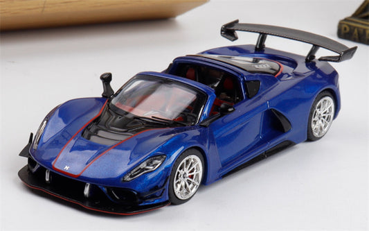 Rhino Model Hennessey Venom F5 Limited Edition 499PCS ONLY Blue w/ Figure 23# 1:64 Car Pre-built Model view1