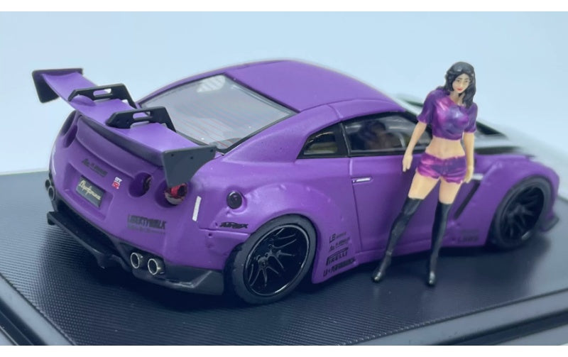 1:64 Nissan GTR R35 LB   mymodelcollect Matte purple carbon cover w/ Figure Limited Edition 999PCS ONLY DIECAST Model