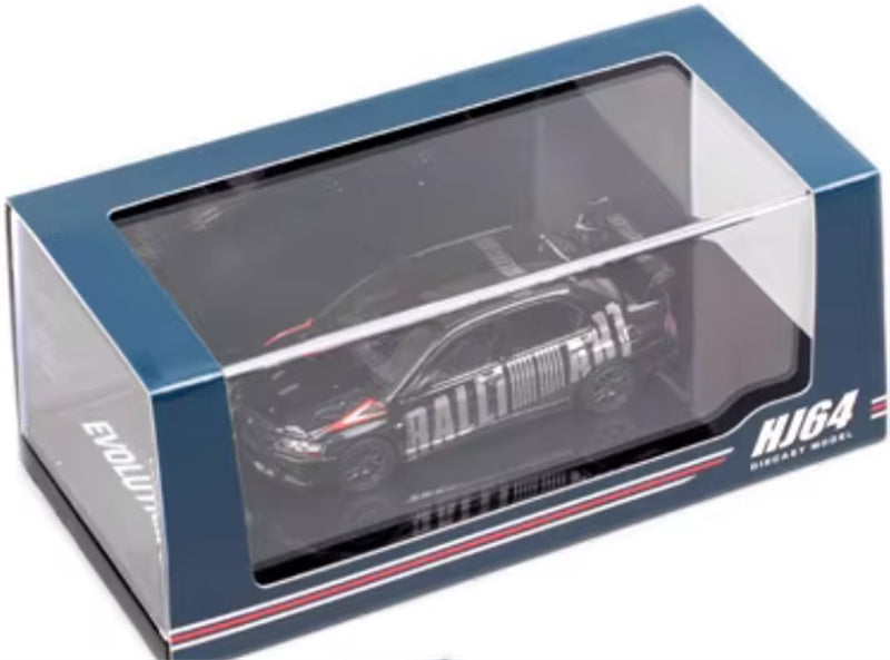 Hobby JAPAN MITSUBISHI LANCER EVOLUTION 7 GSR Black - Black Wheel 1:64 Car Pre-built Model view8