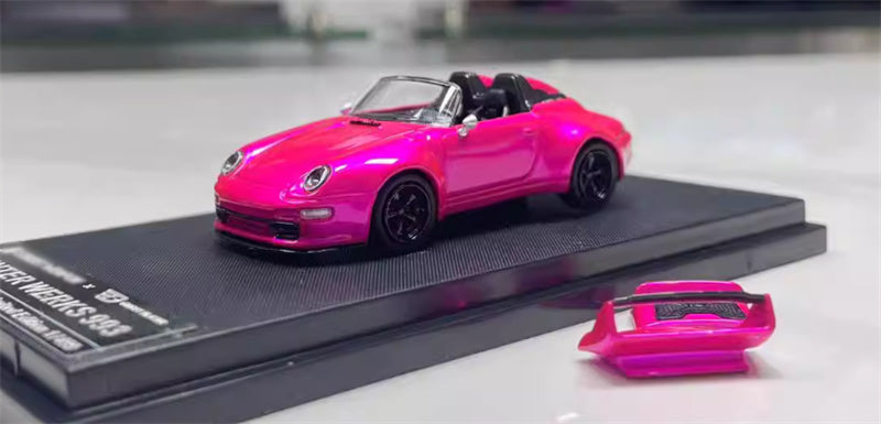 SW Porsche Gunther Werks 993 Electric Pink Convertible Limited Edition 499PCS ONLY 1:64 car Pre-built Model view6