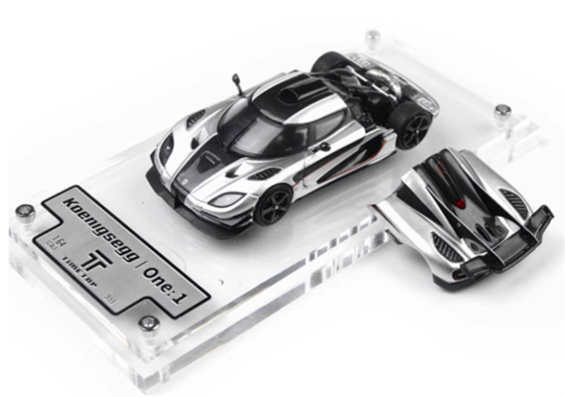 TIME TOP Koenigsegg One:1 metallic silver 1:64 Car Pre-built Model view1