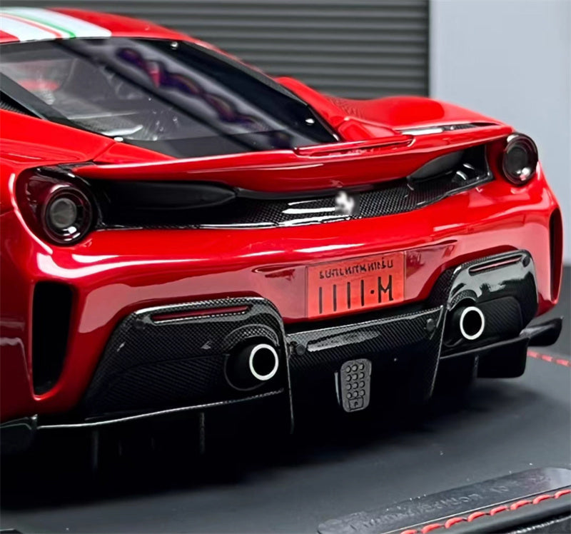 BBR MODELS Ferrari 488 pista Rosso Coraan322 met Leather base Limited Edition 28PCS ONLY 1:18 Car Pre-built Model view8
