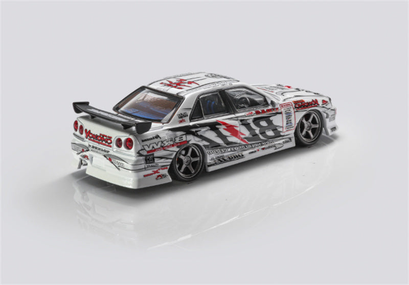 Mortal Nissan GTR ER34 BLITZ D1GP SKYLINE URAS Modified Edition 07 style with tail wing Limited Edition 899PCS ONLY 1:64 Car Pre-built Model view2