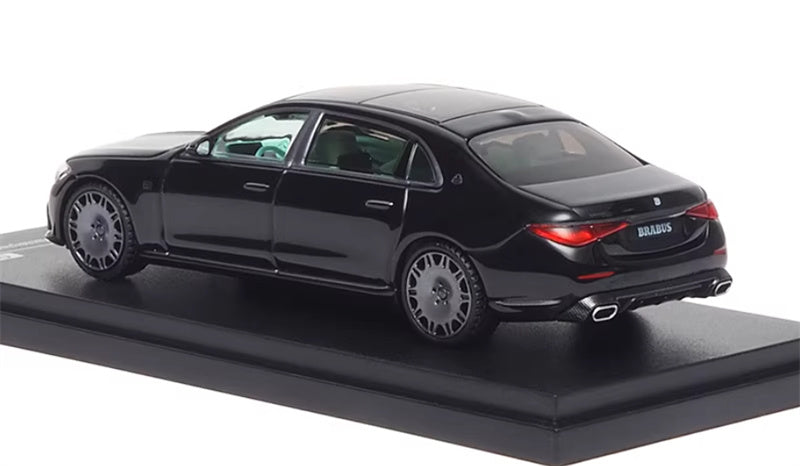 Almost Real BRABUS S850 Maybach Masterpiece 2023 Obsidian Black -Green interior 1:64 Car Pre-built Airliner Model Display view3