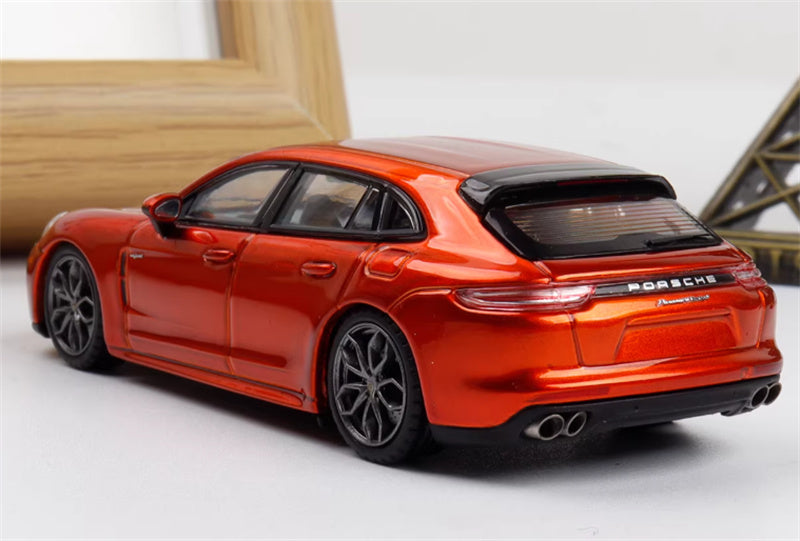 Liberty 64 Porsche Panamera Turbo S Flame Orange w/ Figure and wheels 1:64 Car Pre-built Airliner Model Display view4