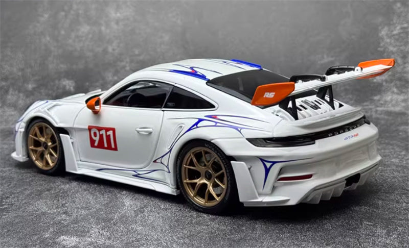 1:18 PORSCHE 911 (992) GT3 RS 2023 White Orange Decor  MINICHAMPS  DIECAST Car Model