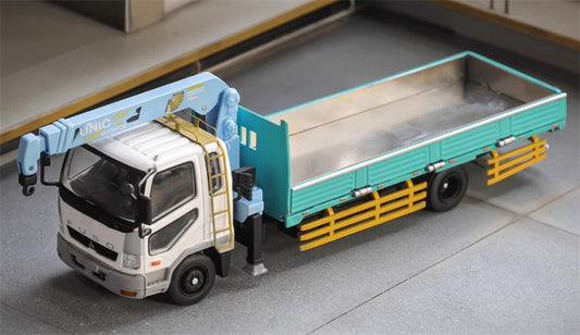 GCD Mitsubishi Fuso Boom Crane Truck white green with 6 wooden crates Limited Edition 888PCS ONLY RHD 1:64 Truck Pre-built Model view1