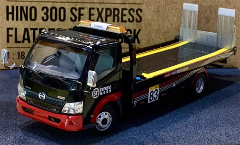 TINY Hino 300 SF Express Flatbed Trailer 1:18 Truck Pre-built Model