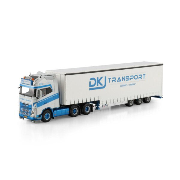 1:50 VOLVO DKJ TRANSPORT FH4 XL 6X2 SEMI W/ CURTAIN 3 AXLE WSI Diecast Model