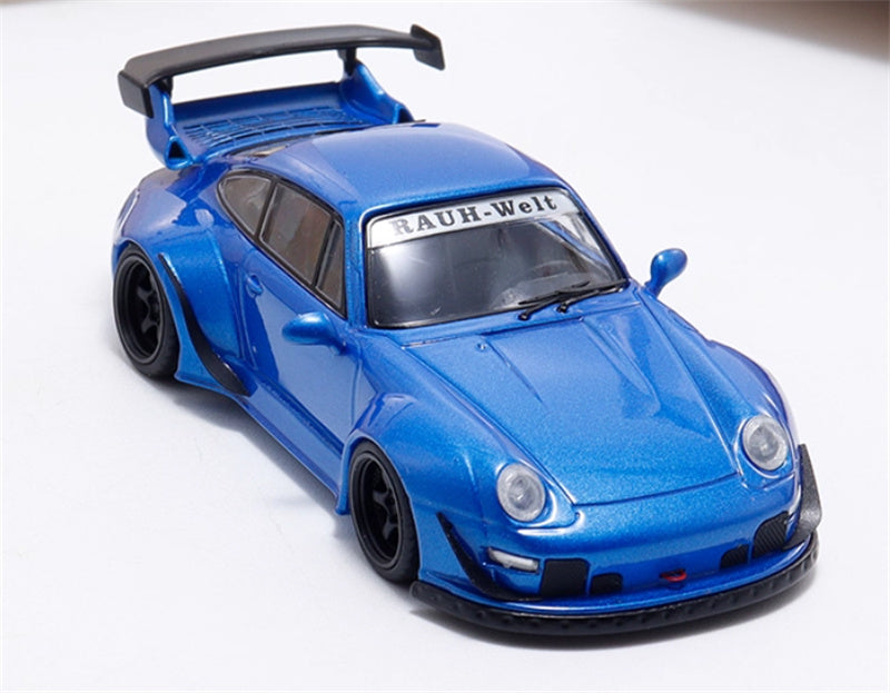 DECODE Porsche RWB 993 transparent blue RAUH - Welt 1:64 Car Pre-built Model view5