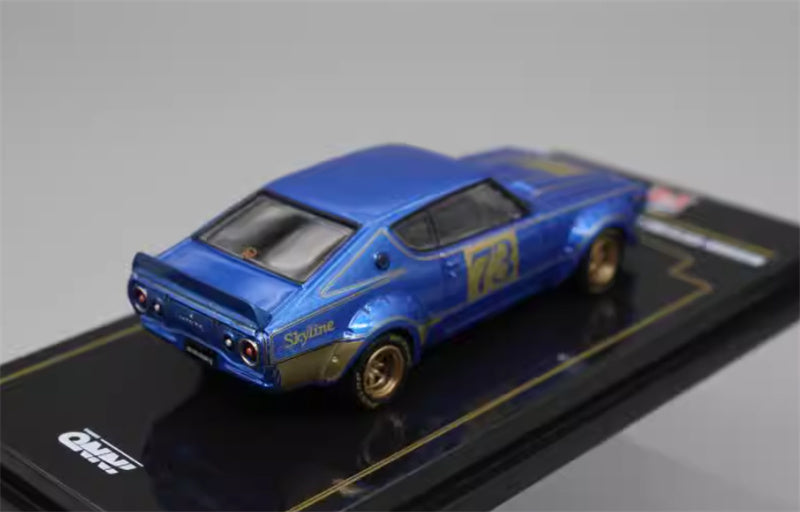 INNO64 Nissan Skyline 2000 GT-R (KPGC110) Blue # 73 1:64 car Pre-built Model view9