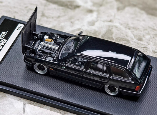 Mortal BMW E34 TOURING 5 Series Pearl Black Lowered Version Limited Edition 799PCS ONLY 1:64 Car Pre-built Model view2