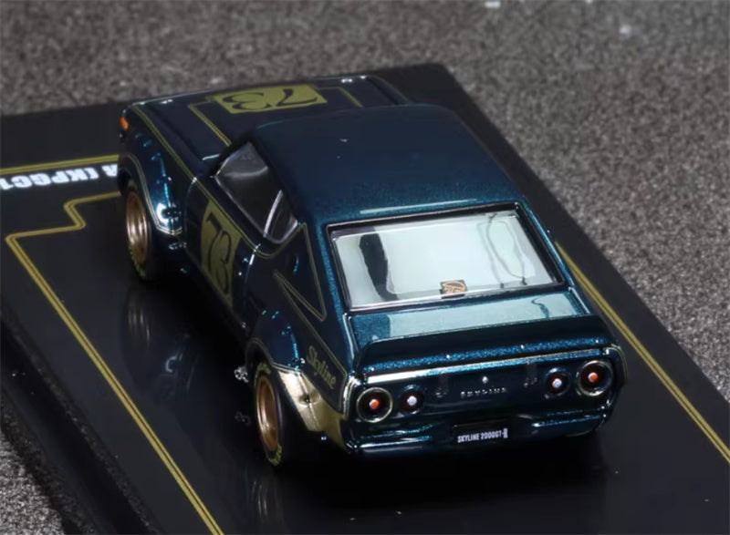 INNO64 Nissan Skyline 2000 GT-R (KPGC110) Green 1:64 car Pre-built Model view6