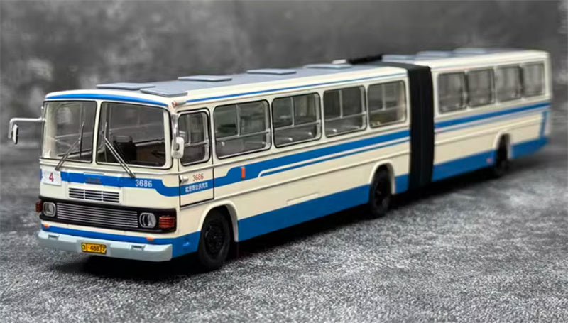 Beijing Public Transport Jinghua BK670 Yellow River Grand Passage 4 Road articulated bus blue 1:64 Bus Pre-built Model view1