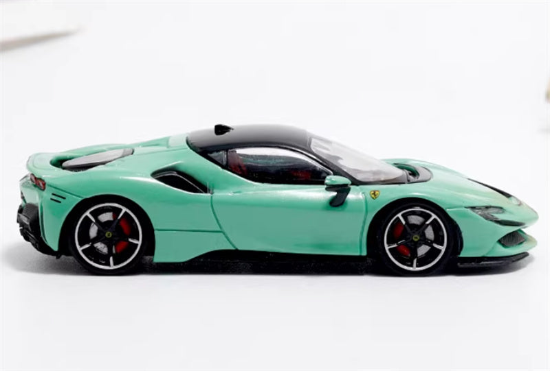 MJ Model Ferrari SF90 Prancing Horse supercar Green - Hardtop Limited Edition 1:64 Car Pre-built Airliner Model Display view3