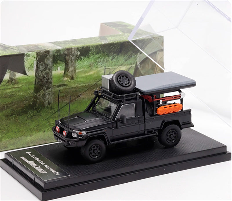 Autobots Models Toyota Land Cruiser LC79 Pickup Camping Vehicle Black single layout 1:64 Truck Pre-built Model view6