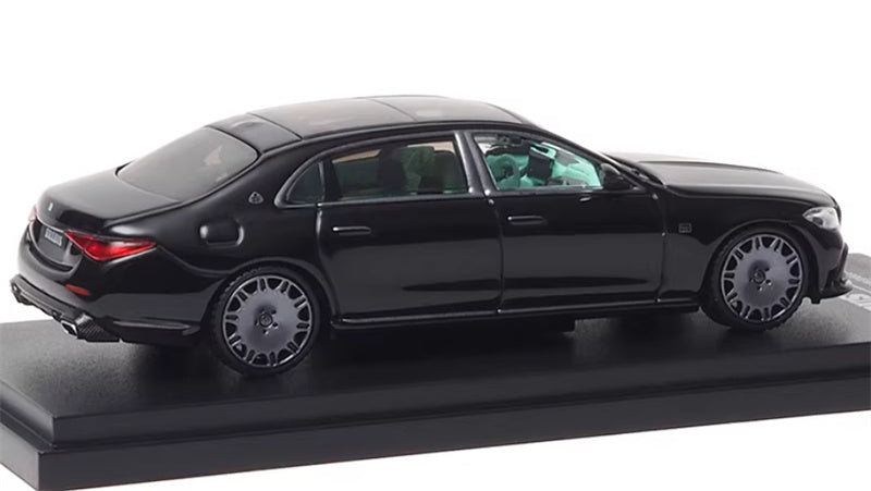 Almost Real BRABUS S850 Maybach Masterpiece 2023 Obsidian Black -Green interior 1:64 Car Pre-built Airliner Model Display view5