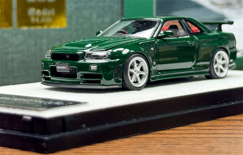 1:64 Nissan GTR R34 Nismo Z-Tune  UK Green PGM x onemodel Standard Edition Limited Edition 999PCS ONLY DIECAST Model