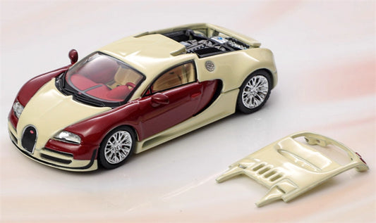 Mortal Bugatti Veyron Rice white & chestnut red double spelling Weihang 1:64 Car Pre-built Model view1